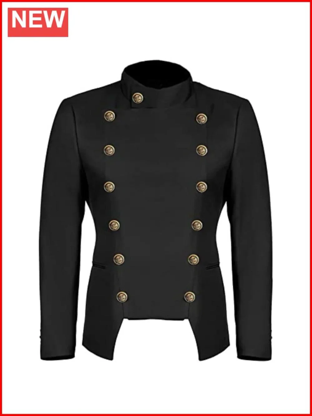 Men's Slim Fit Double Breasted Blazer Stand Collar Stage Cosplay Jacket